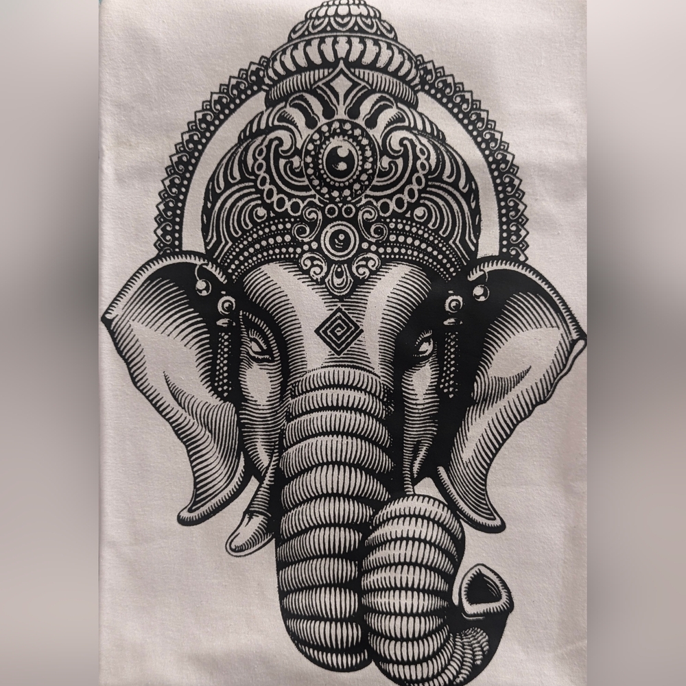 Unisex Size 42 White 100%Cotton Top Lord Ganesh Print  T-shirt New without Tags